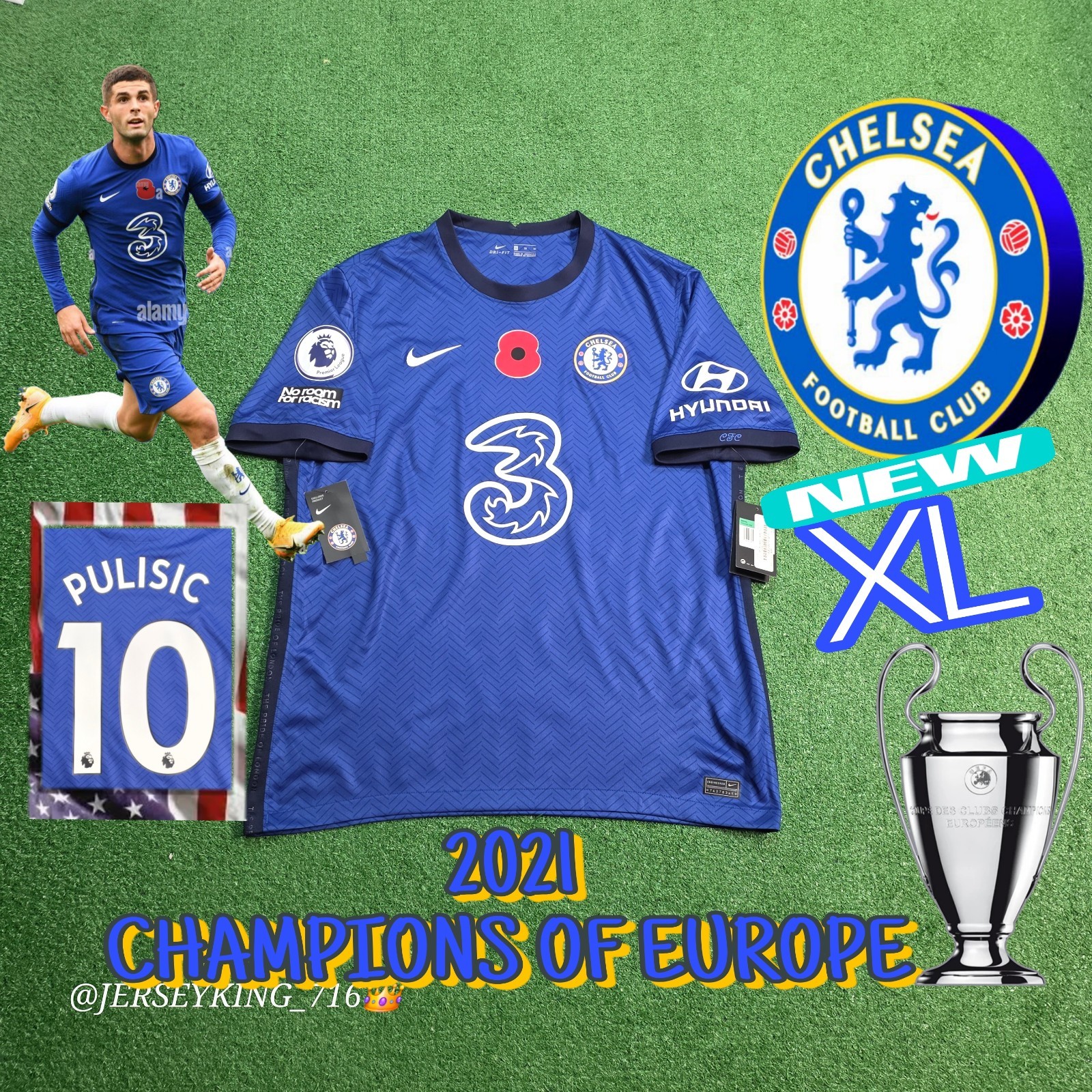 🇬🇧Nike Chelsea FC Christian Pulisic#10 2020/2021 Home Jersey Rare XL EPL Patch 🇬🇧Nike Chelsea FC Christian Pulisic#10 2020/2021 Home Jersey Rare XL EPL Patch