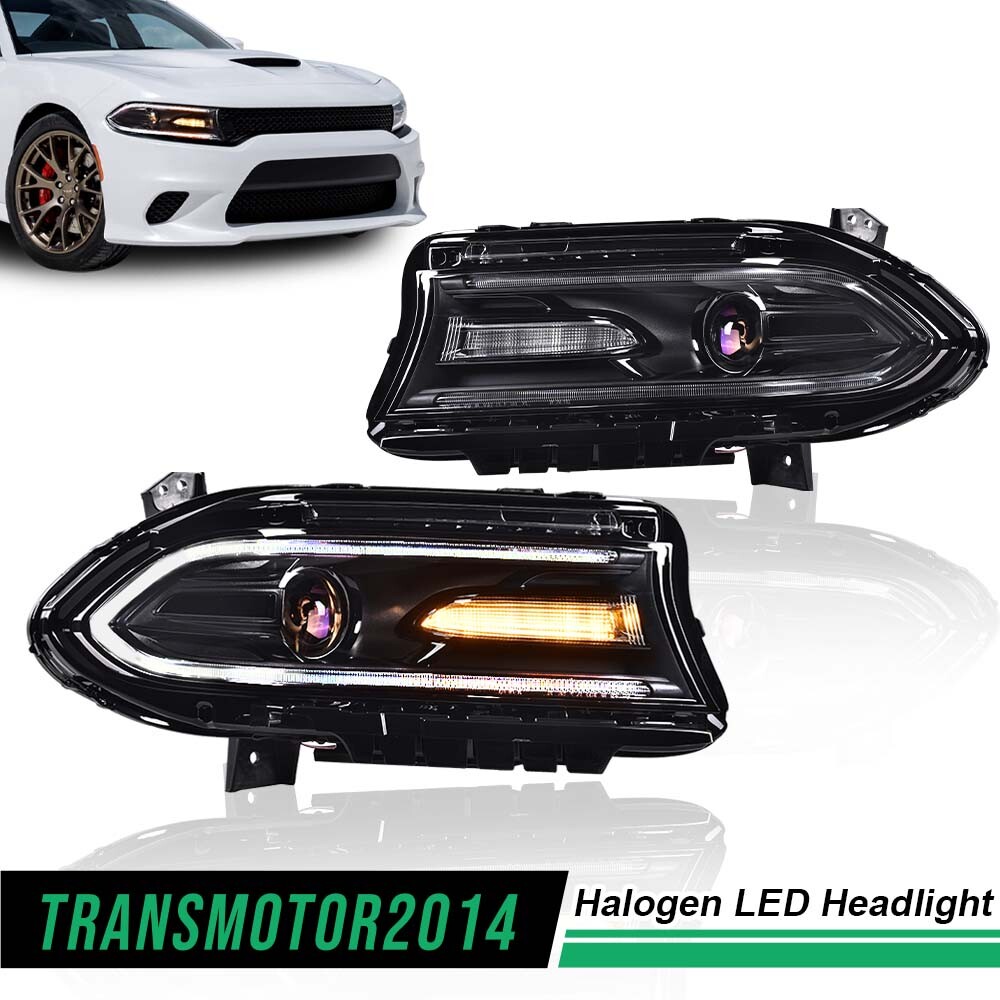 Fit For Dodge Charger 15-22 Headlights LED DRL Halogen Left & Right Headlamps