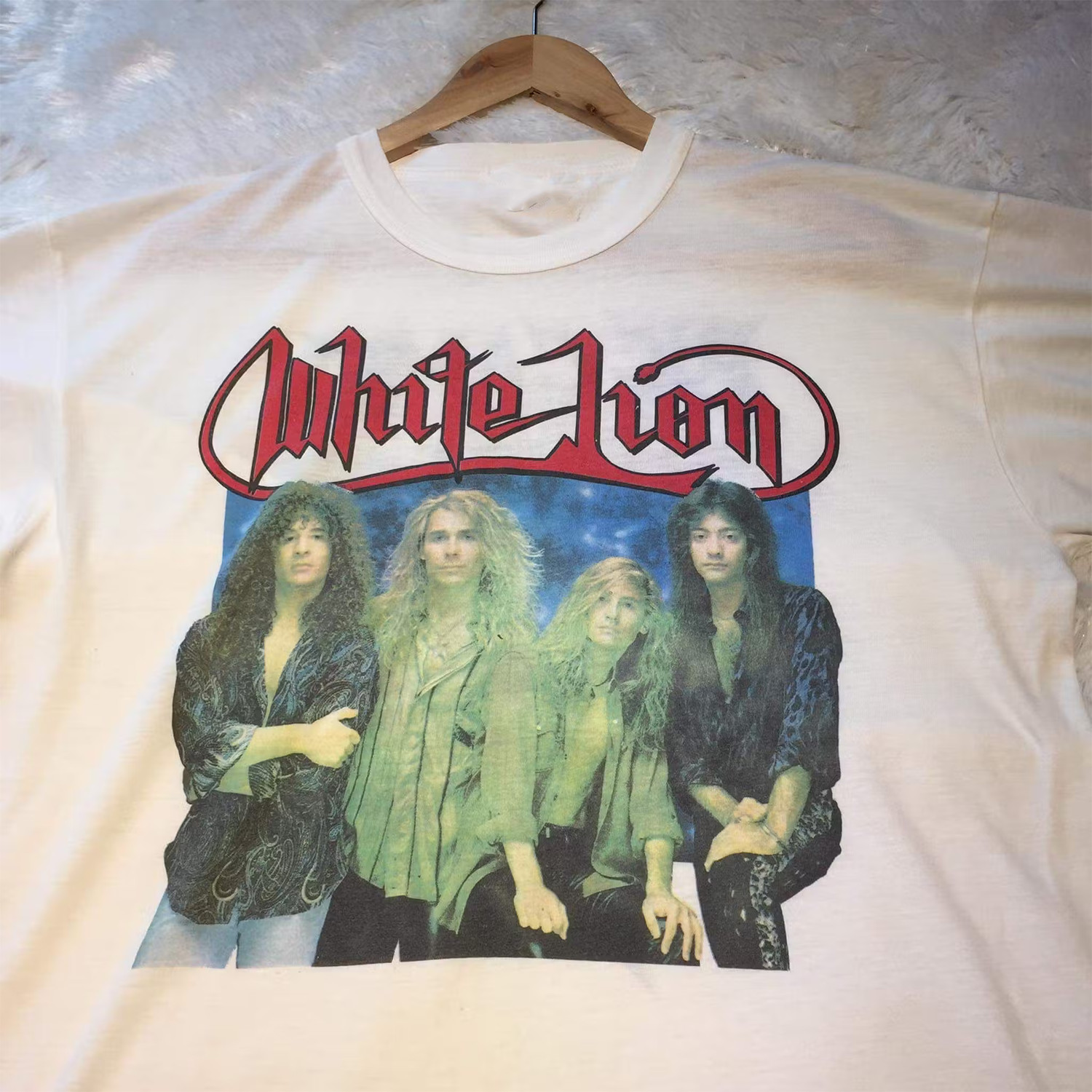 White Lion Band Members White T-Shirt Cotton Full Size