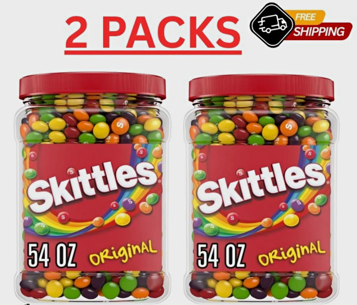 Skittles Original Bite Size Candies, Soft Sweet & Marshmallow, 54 oz Jar, 2 Pack