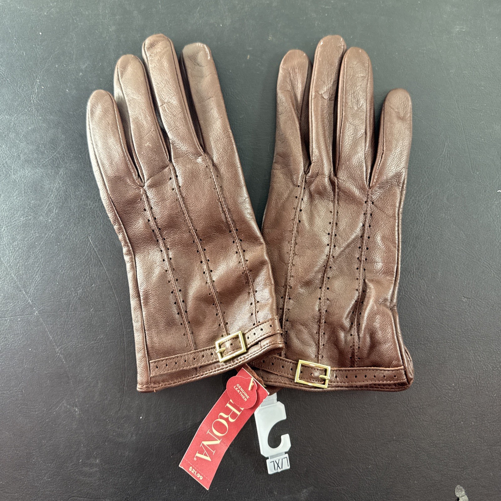 Merona Gloves Womens L/XL Red Leather Thinsulate Insulated Lined Winter