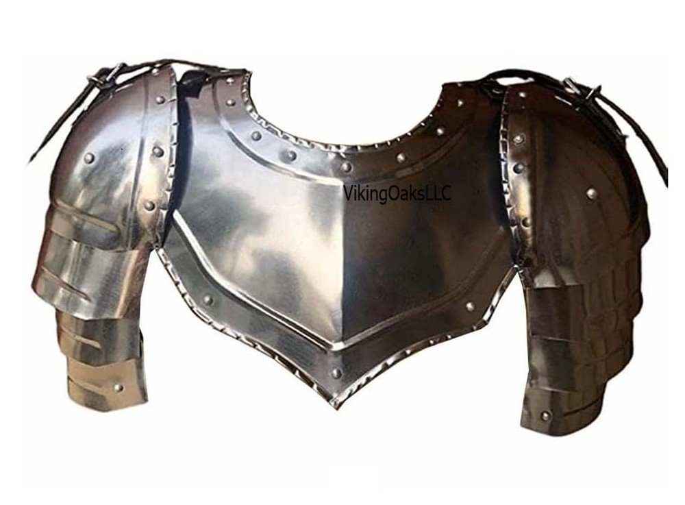 Medieval Spaulders and Gorget Armor Set – Viking Crusader Shoulder Protection Medieval Spaulders and Gorget Armor Set – Viking Crusader Shoulder Protection