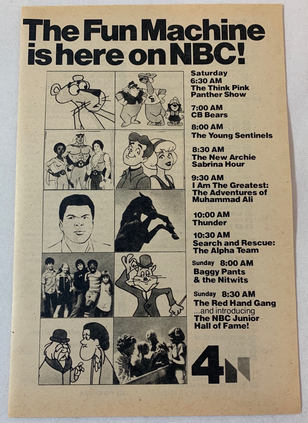 1977 NBC tv cartoons ad ~ MUHAMMAD ALI, CB BEARS, YOUNG SENTINELS, THUNDER, more 1977 NBC tv cartoons ad ~ MUHAMMAD ALI, CB BEARS, YOUNG SENTINELS, THUNDER, more