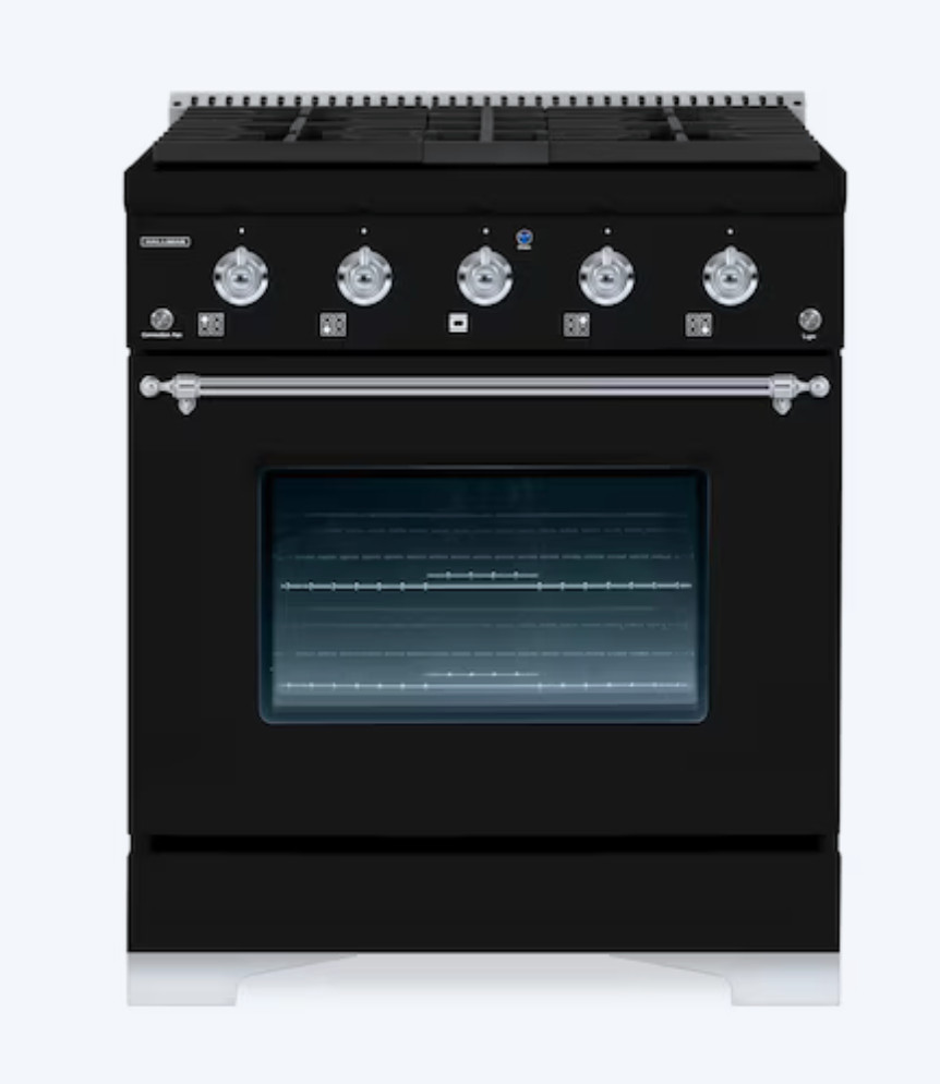 Hallman 30-in Deep recessed 4 burners Convection Oven Freestanding Dual Fuel Ran Hallman 30-in Deep recessed 4 burners Convection Oven Freestanding Dual Fuel Ran