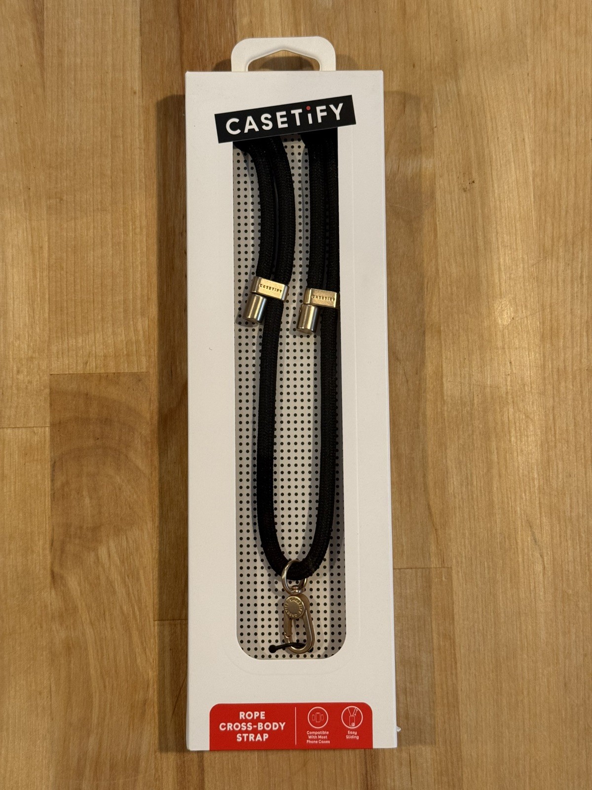 CASETiFY Rope Cross-body Strap for Most Cell Phone Cases Blk / Gold NEW 8mm