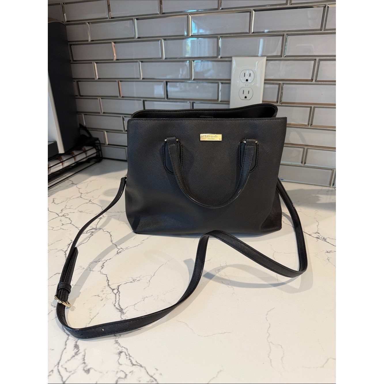 kate spade Black Structured Tote with Crossbody Strap