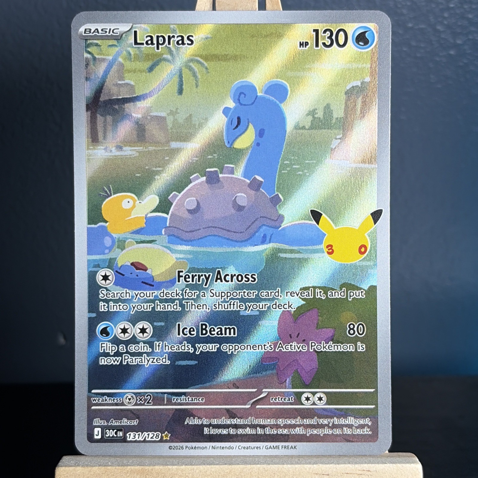 Lapras 131/128 Holo Illustration Rare ME: 30th Celebration Pokemon Near Mint