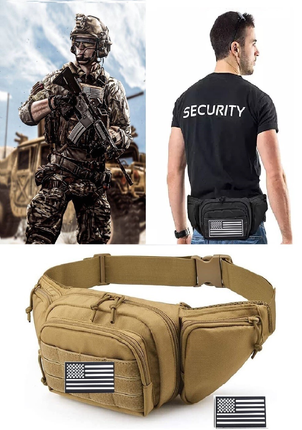 Oculto llevar pistola cintura bolsa táctica riñonera pistolera bandera parche