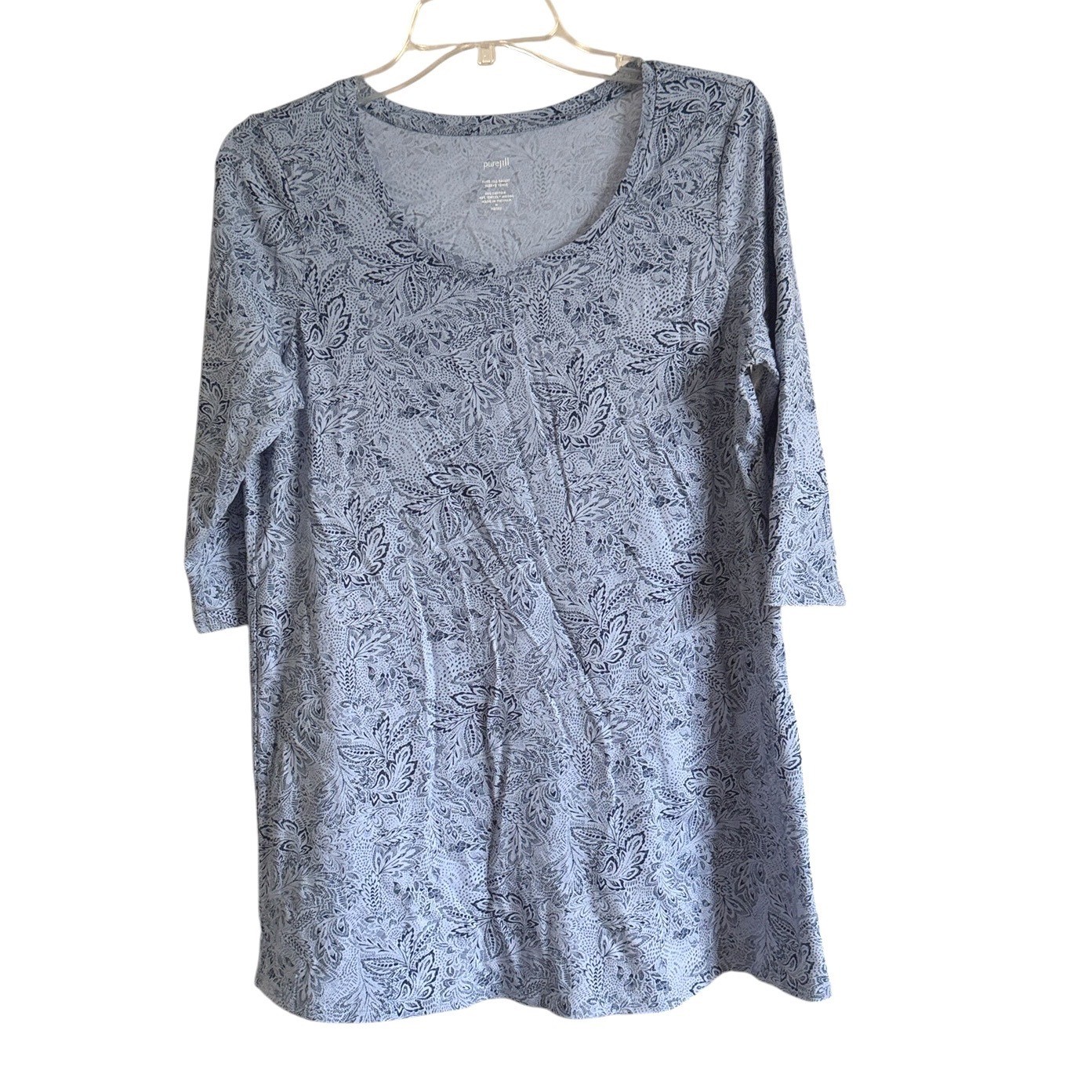Pure J Jill Blue Paisley Ballet Sleeve Tunic Top Cotton Modal Petite M