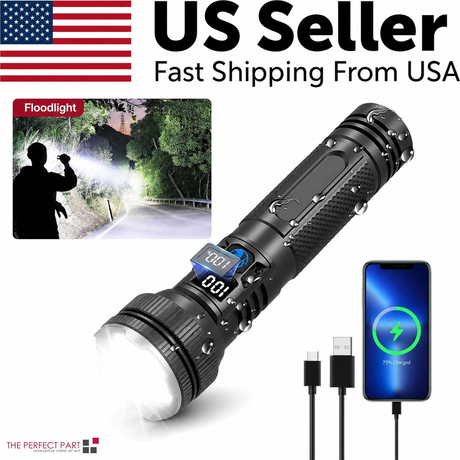 99000000 Lumen Super Bright LED Tactical Flashlight Rechargeable LED Work Lights