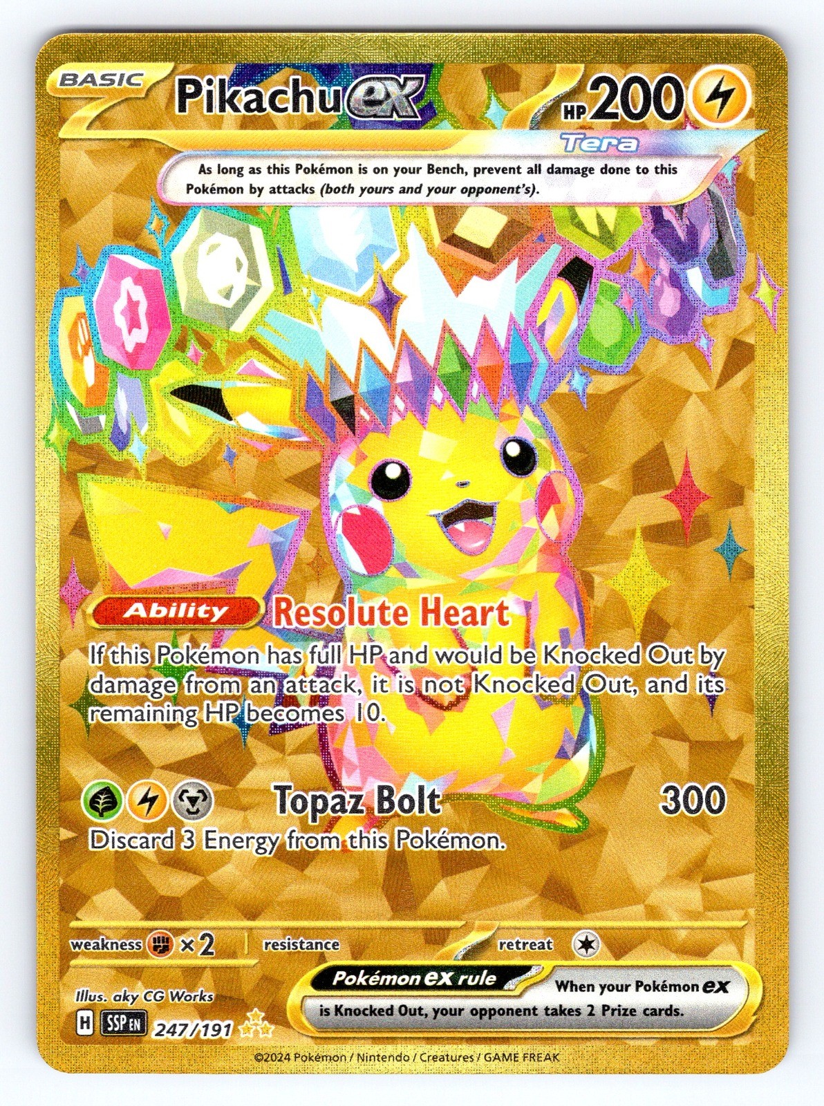 Pikachu ex Hyper Rare SV08: Surging Sparks 247/191 NM