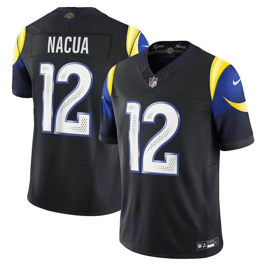 Men\'s #12 Puka Nacua Black 2025 Player SportShirt Adult - All Stitched