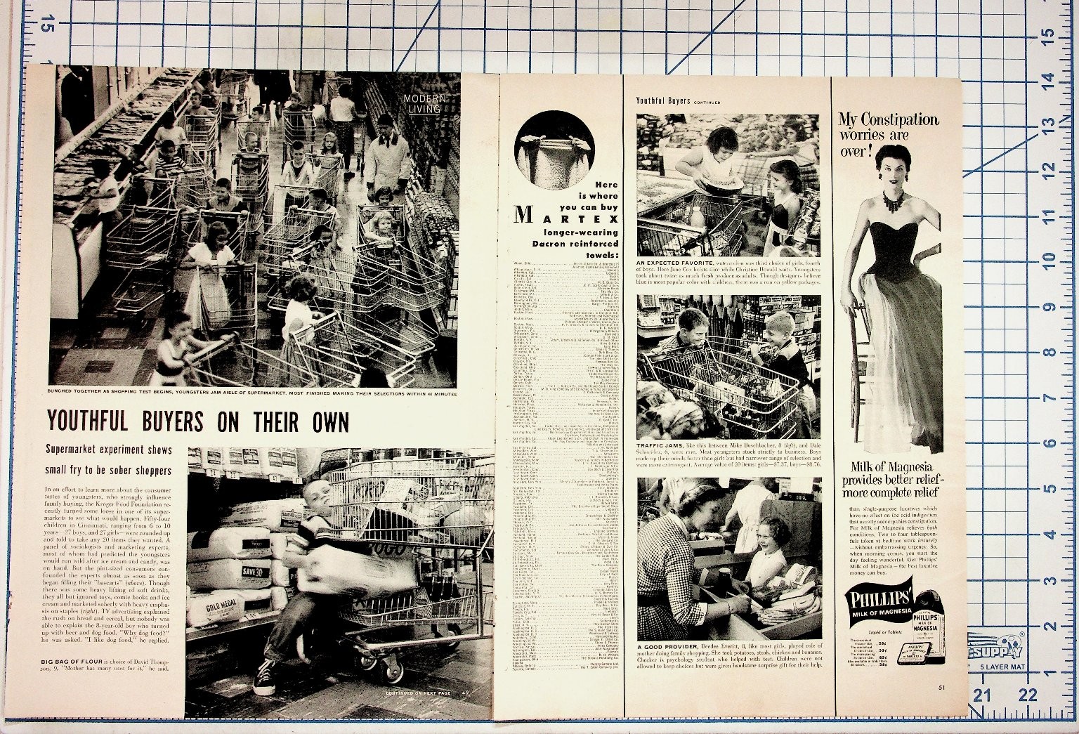 1950s Kroger Supermarket Kids Shopping Experiment Magazine Page Ad Ephemera