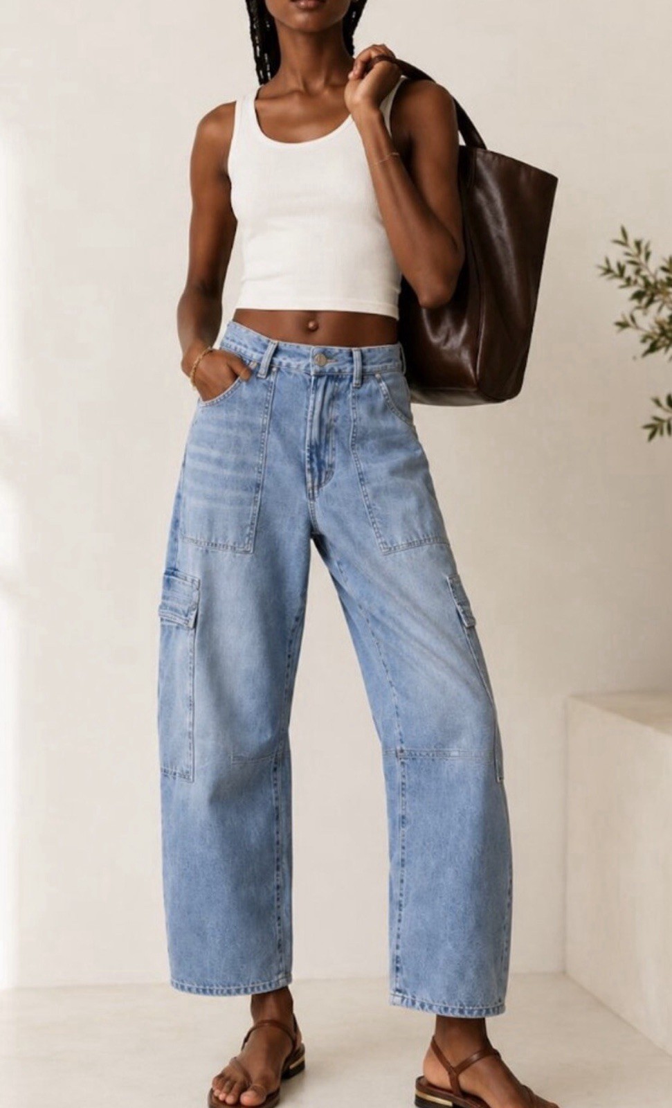 Citizens of Humanity Marcelle Low Slung Cargo Jeans Cloud Nine Light Wash Sz 27