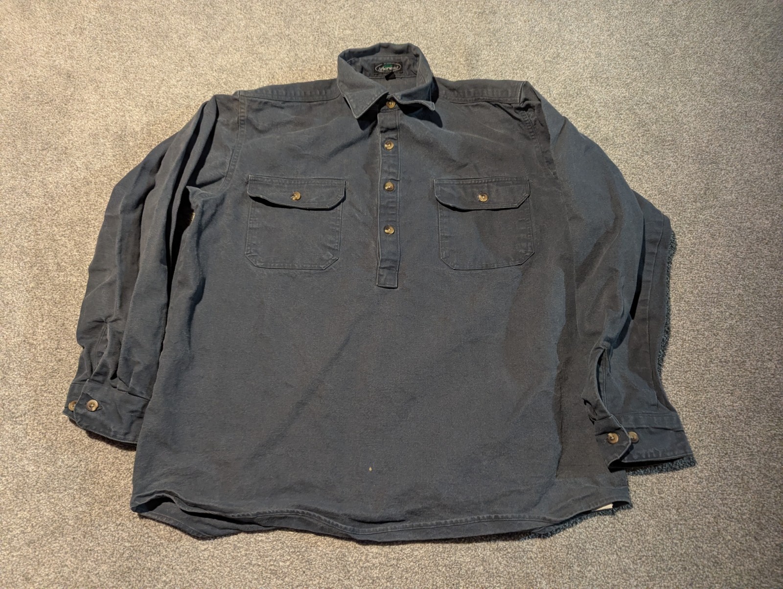 Vintage Arborwear Shirt Mens Large Henley Pullover Work Pullover USA Made