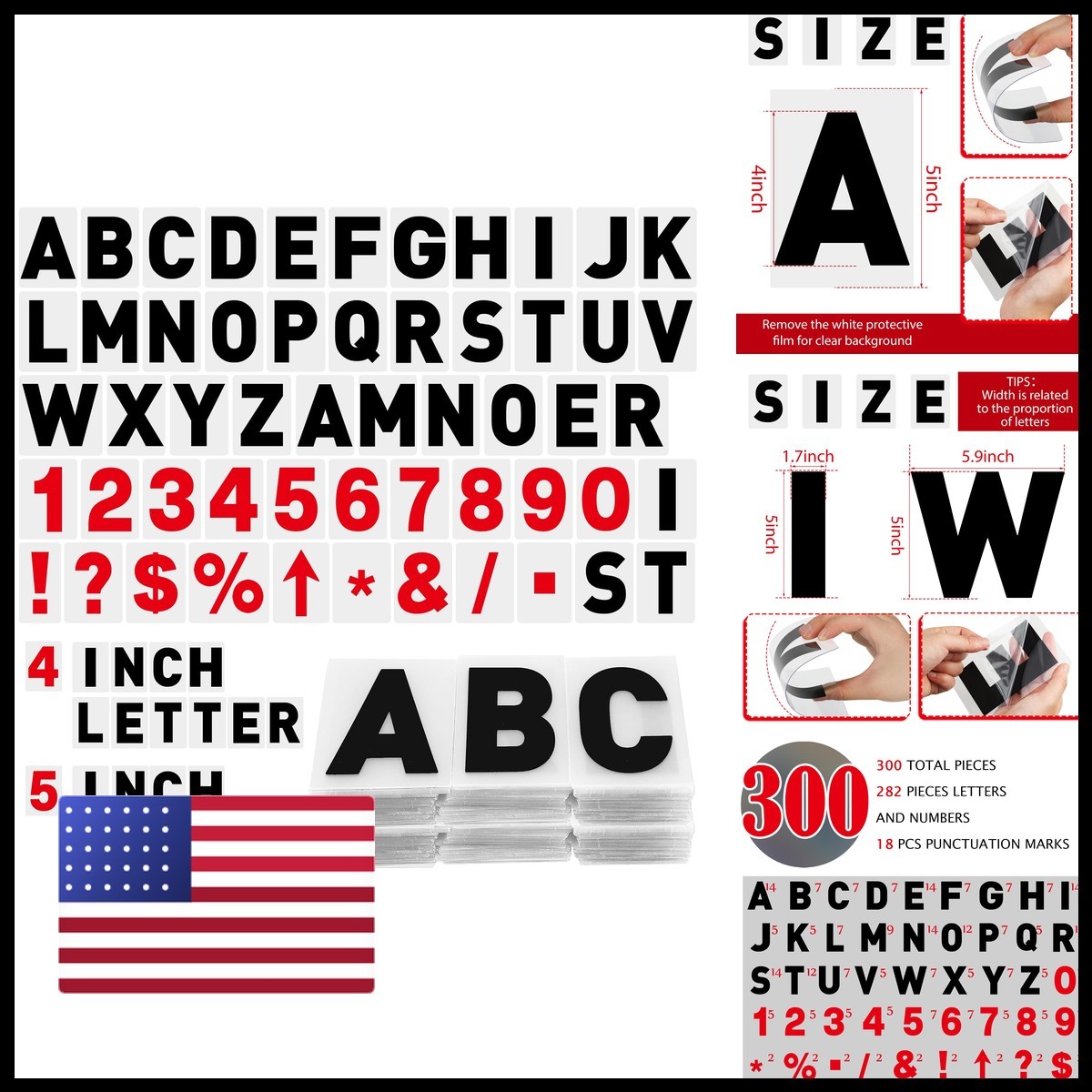 Leinuosen 300 Pcs Sign Letter Printed On Marquee Flexible Outdoor Black