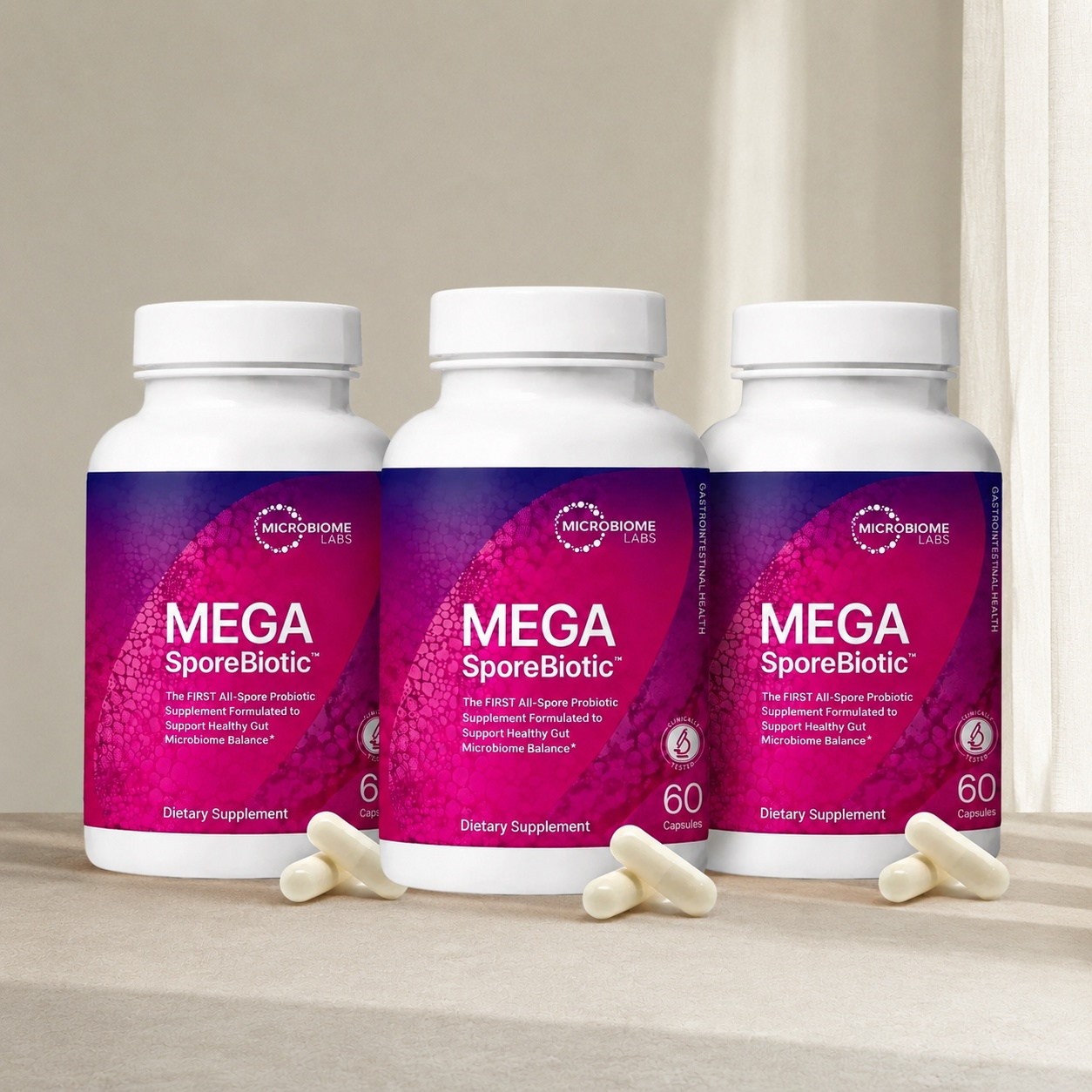 NEW!Mega Sporebiotic 60 Capsules Microbiome Labs, probiotic supplement - 3 PACK NEW!Mega Sporebiotic 60 Capsules Microbiome Labs, probiotic supplement - 3 PACK