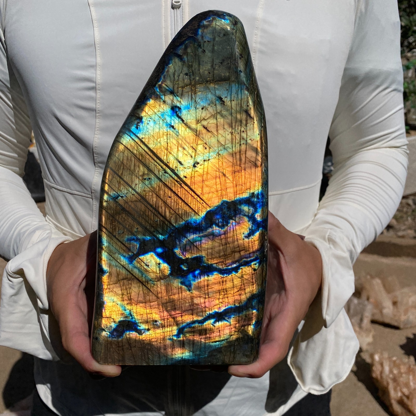 8.8lb Natural Flash Labradorite Quartz Crystal Freeform rough Mineral Healing