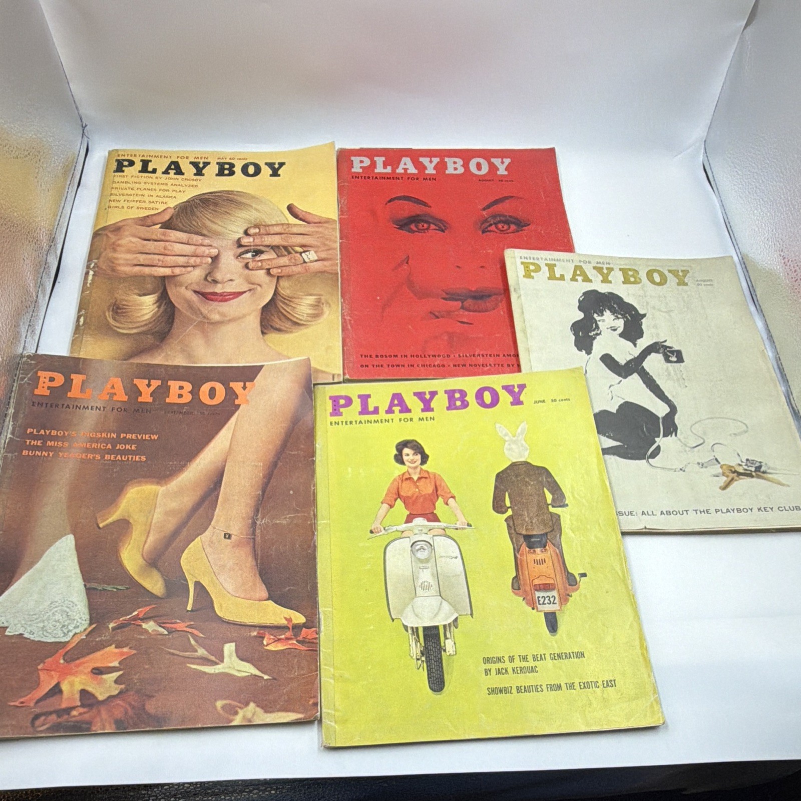 Vintage Playboy Magazine Lot 1959 1960 1961 - 5 Issues - ALL CENTERFOLDS INTACT