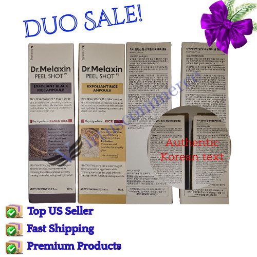 DUO-Dr.Melaxin PEEL SHOT GLOW EXFOLIANT RICE AMPOULE 80ml (WHITE / BLACK RICE) DUO-Dr.Melaxin PEEL SHOT GLOW EXFOLIANT RICE AMPOULE 80ml (WHITE / BLACK RICE)