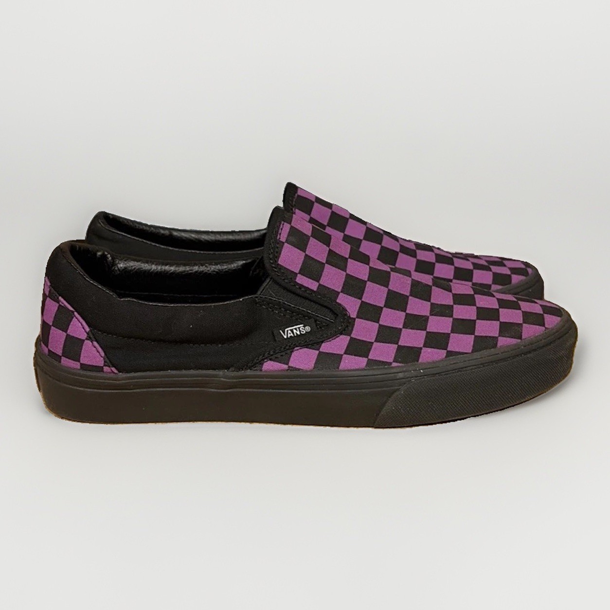 Size 9 - Vans Classic Slip On Checkerboard Sneaker Purple And Black
