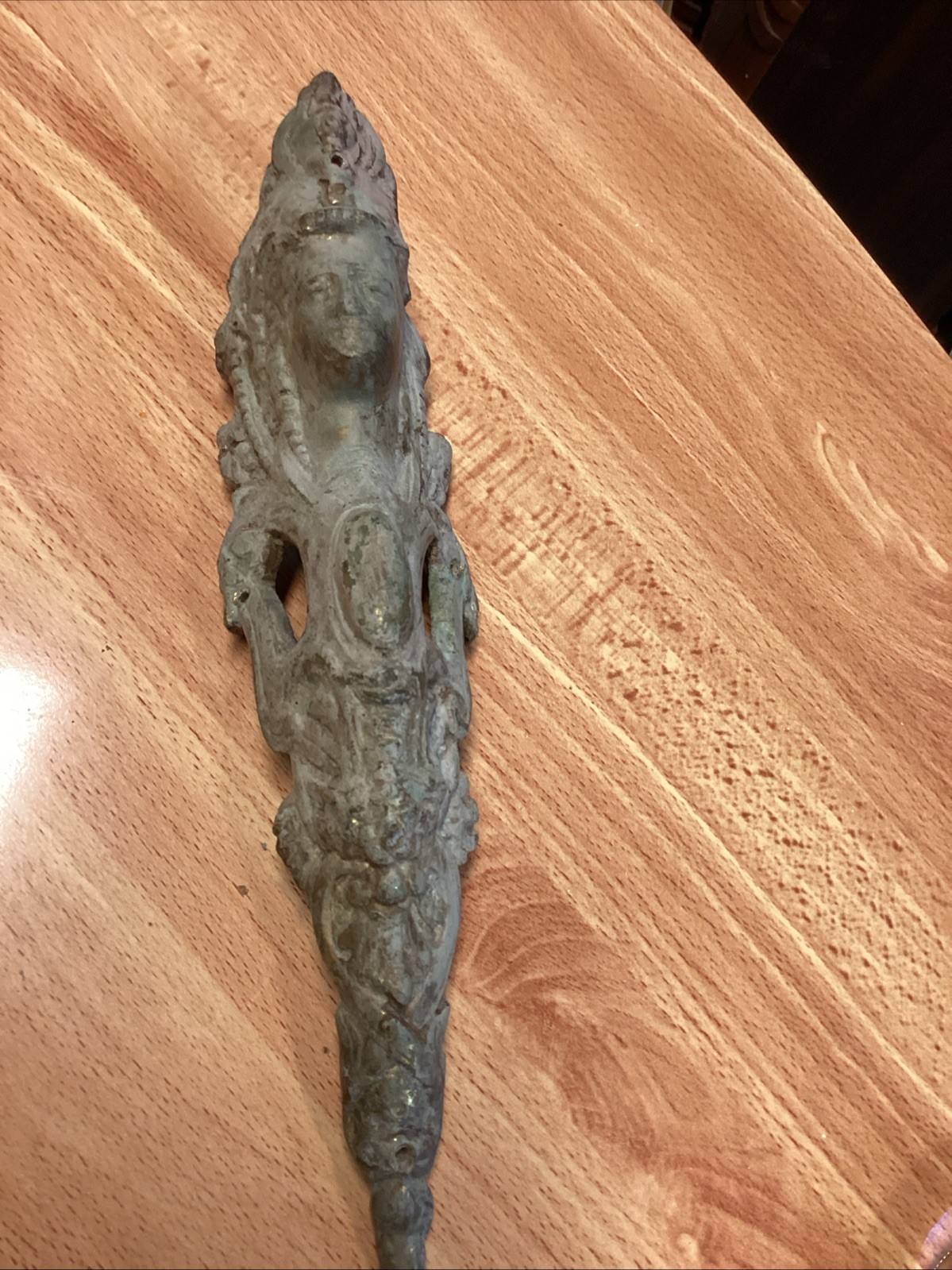 Antique Bronze French Lady Sculptural Wall Mount Heavy