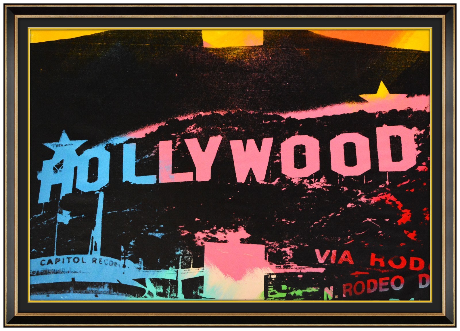 Steve Kaufman Original Oil Painting on Canvas Hollywood Signed Framed Artwork Steve Kaufman Original Oil Painting on Canvas Hollywood Signed Framed Artwork