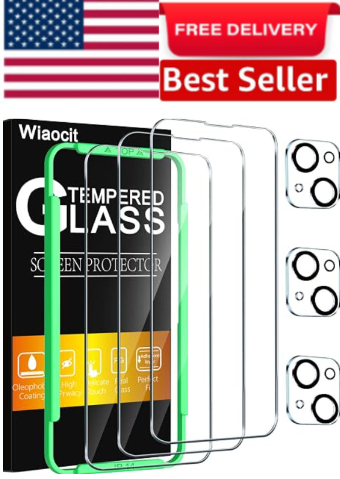 3 Protector De Pantalla Cristal Vidrio Templado Para Iphone 14, Iphone 13 6.1\