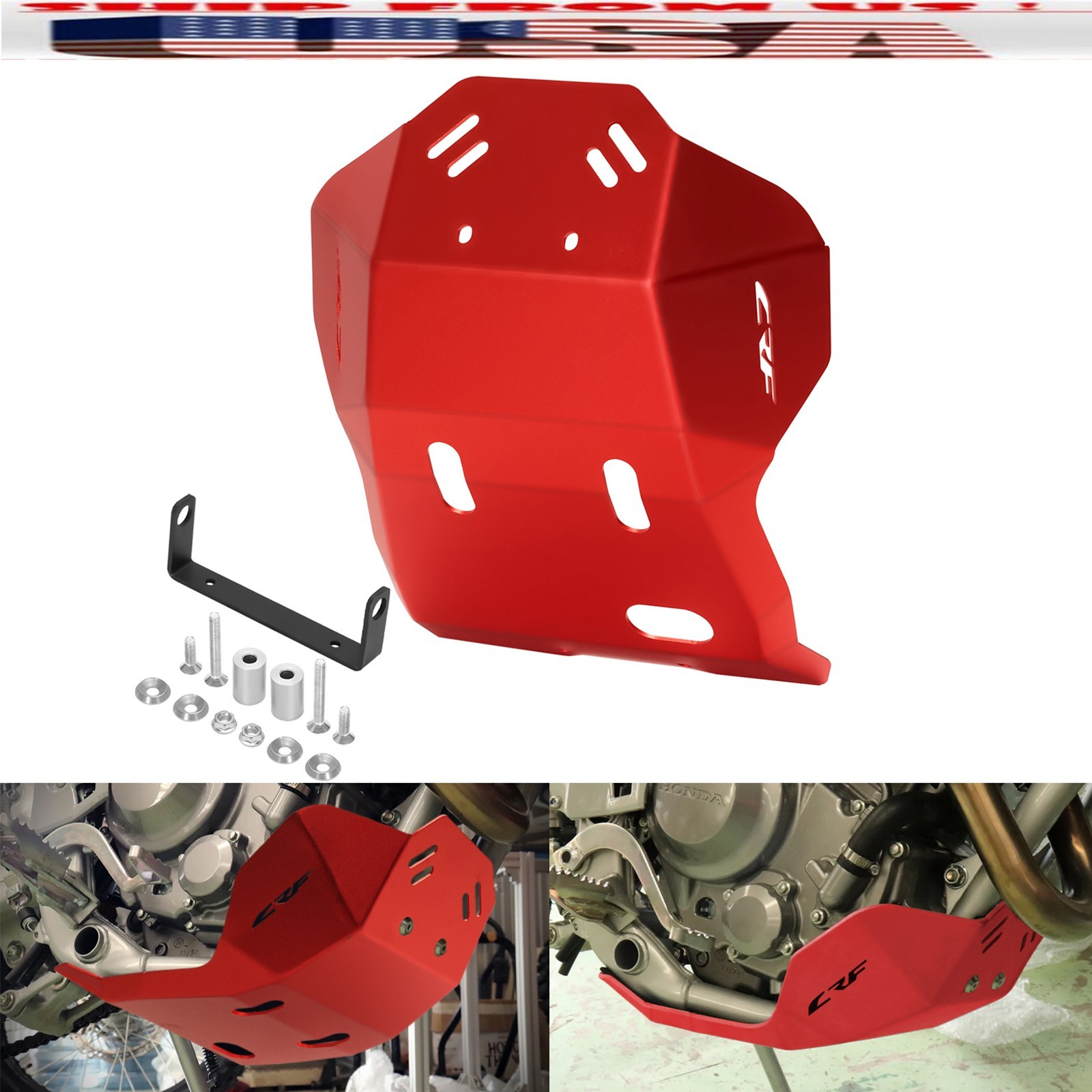US RED CRF250L Skid Bash Plate Engine Guard For Honda CRF250L Rally 2013-2020