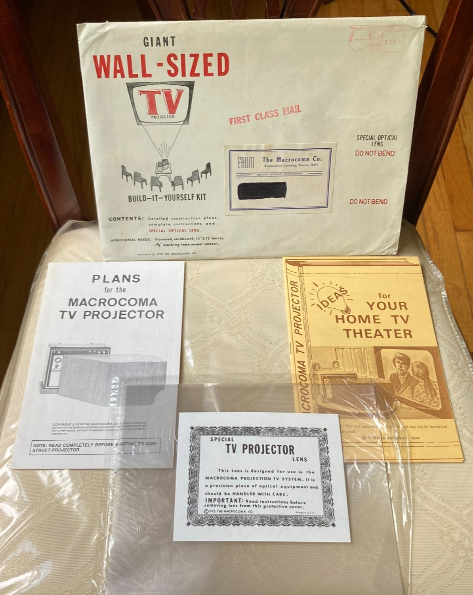 Vintage 1970s Macrocoma DIY Projection TV Lens Kit SEALED w/ Plans Booklet