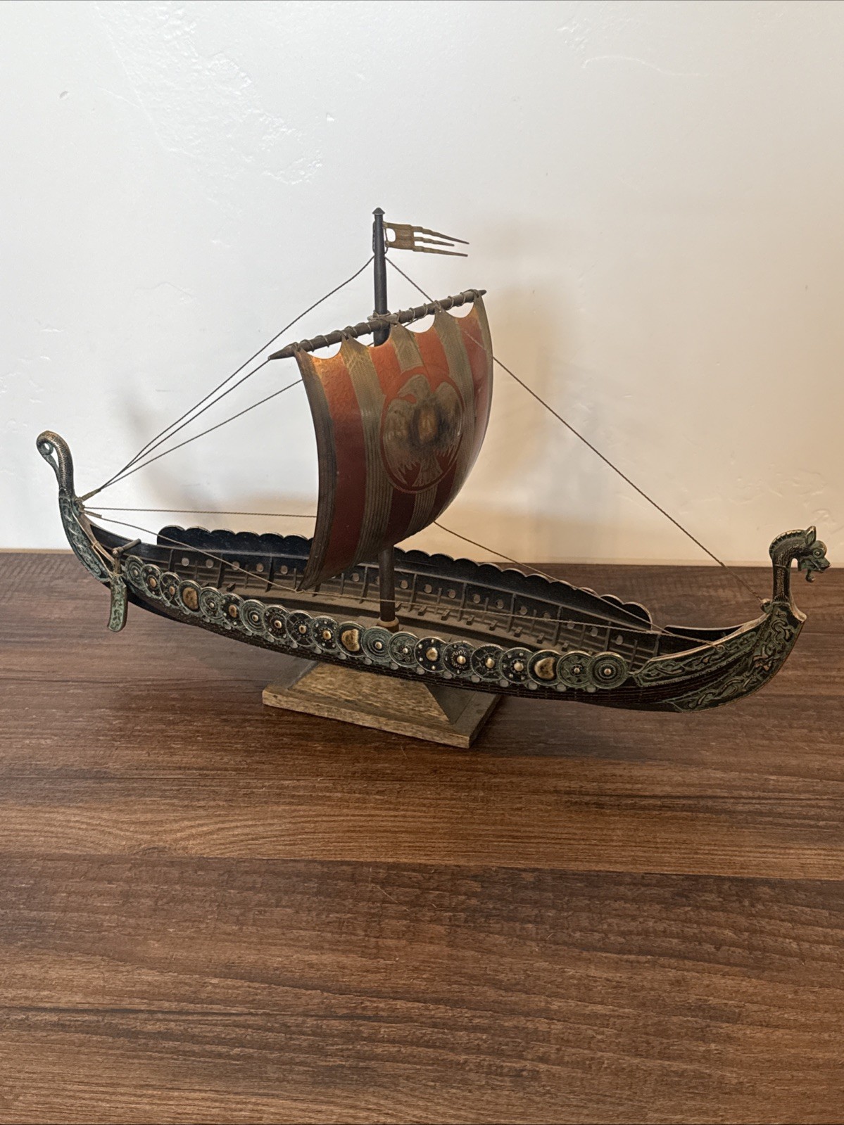 Vtg EDWARD AAGAARD Viking Ship Iron Art  Copenhagen Denmark Metal Danish 16\