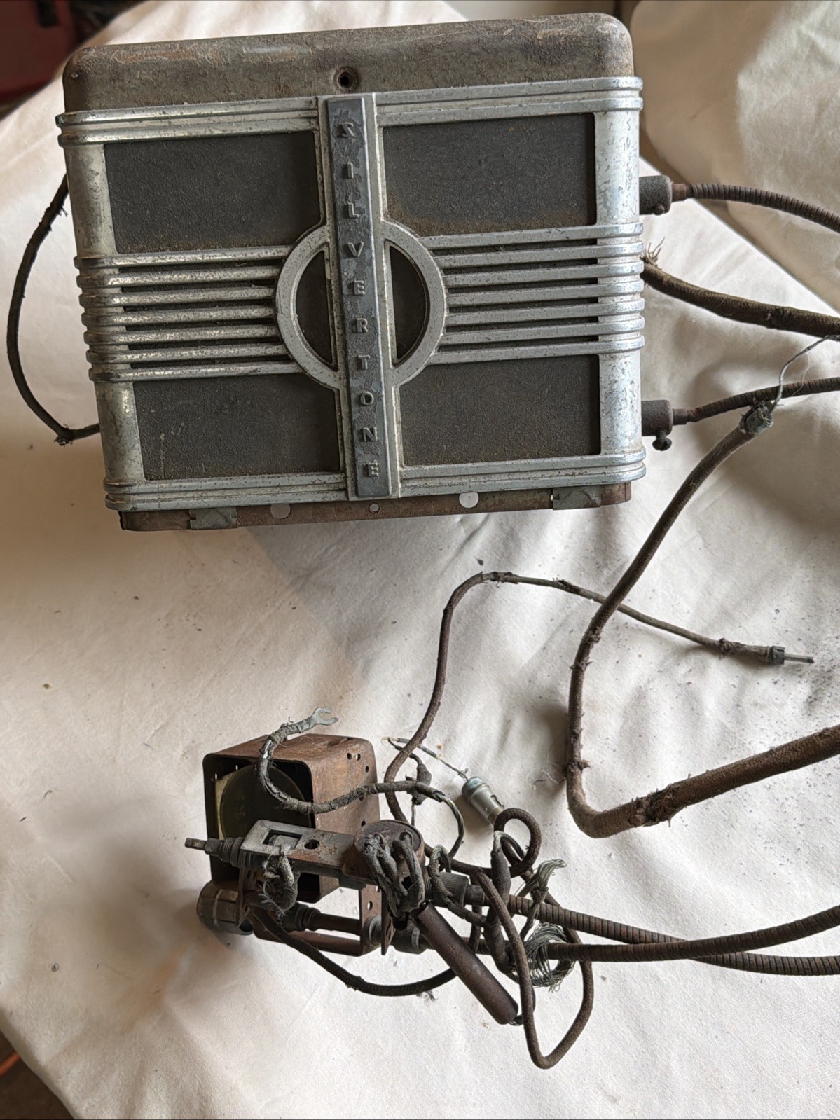 Vintage Silver tone Tube Radio Art Deco Mid-Century Modern Rare Old Original