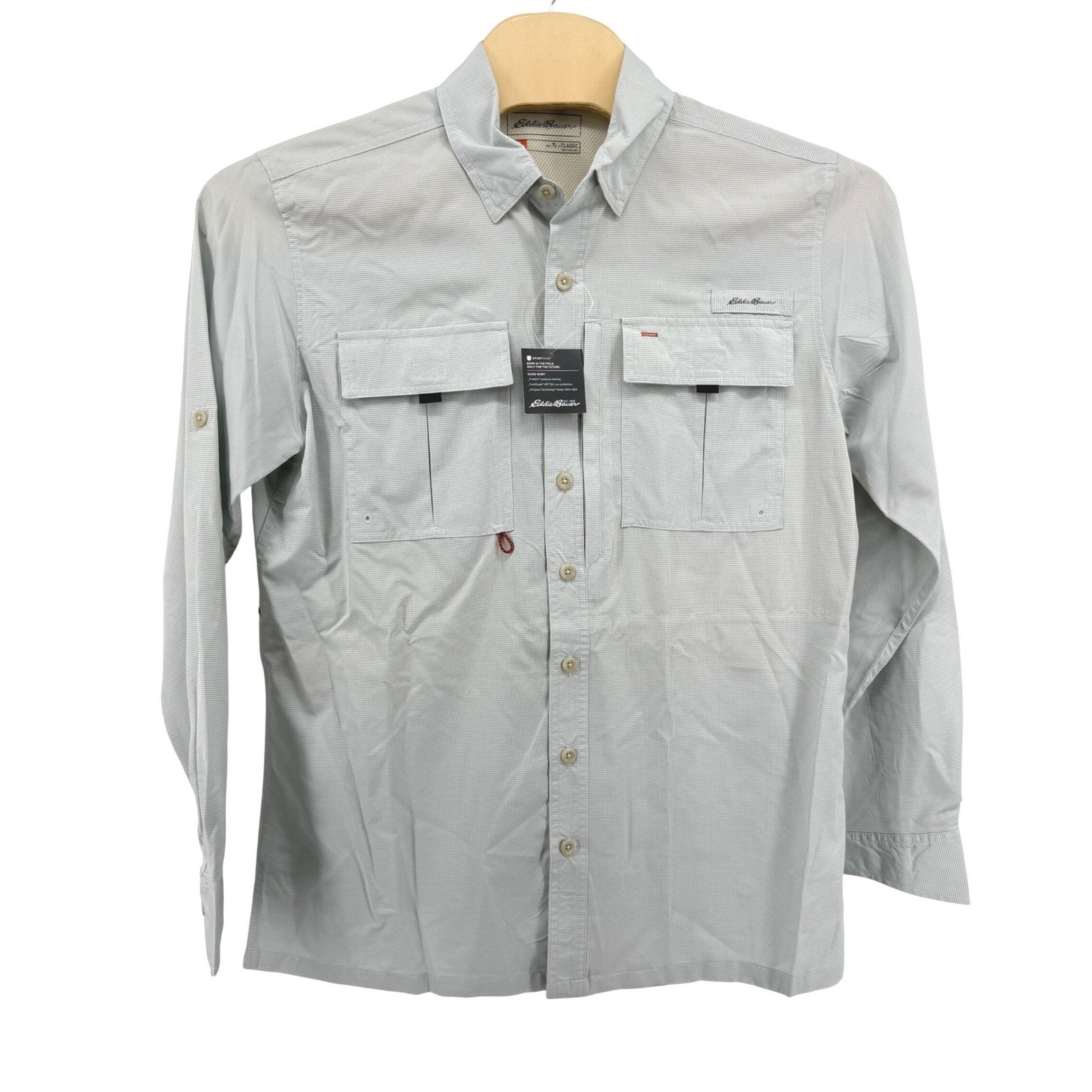 NEW Eddie Bauer Guide 2.0 Shirt Men Large Tall UPF Gray Fishing Hiking SportShop