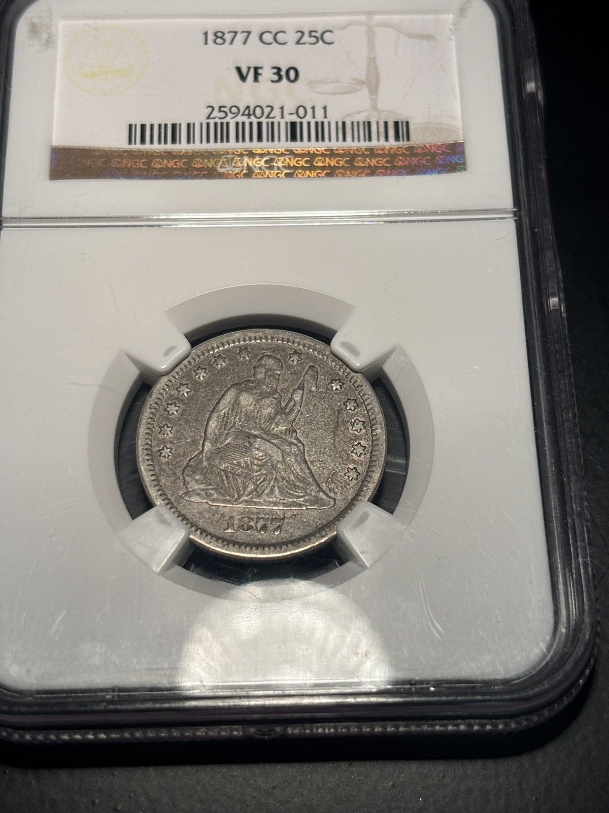1877 CC 25C. NGC VF30 1877 CC 25C. NGC VF30