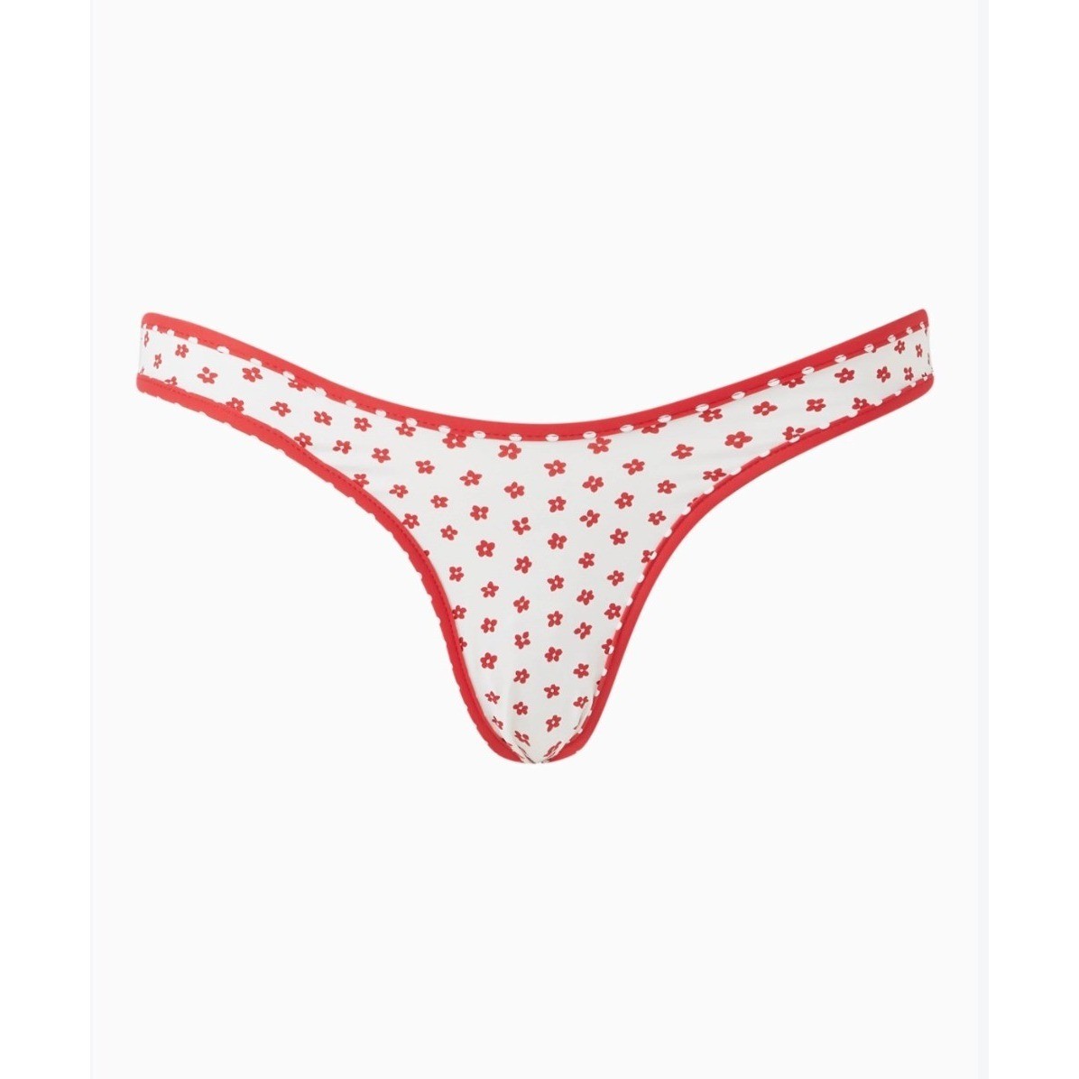 Frankies Bikinis Red Full Moon Micro Bikini Bottoms Floral Polka Dot Large