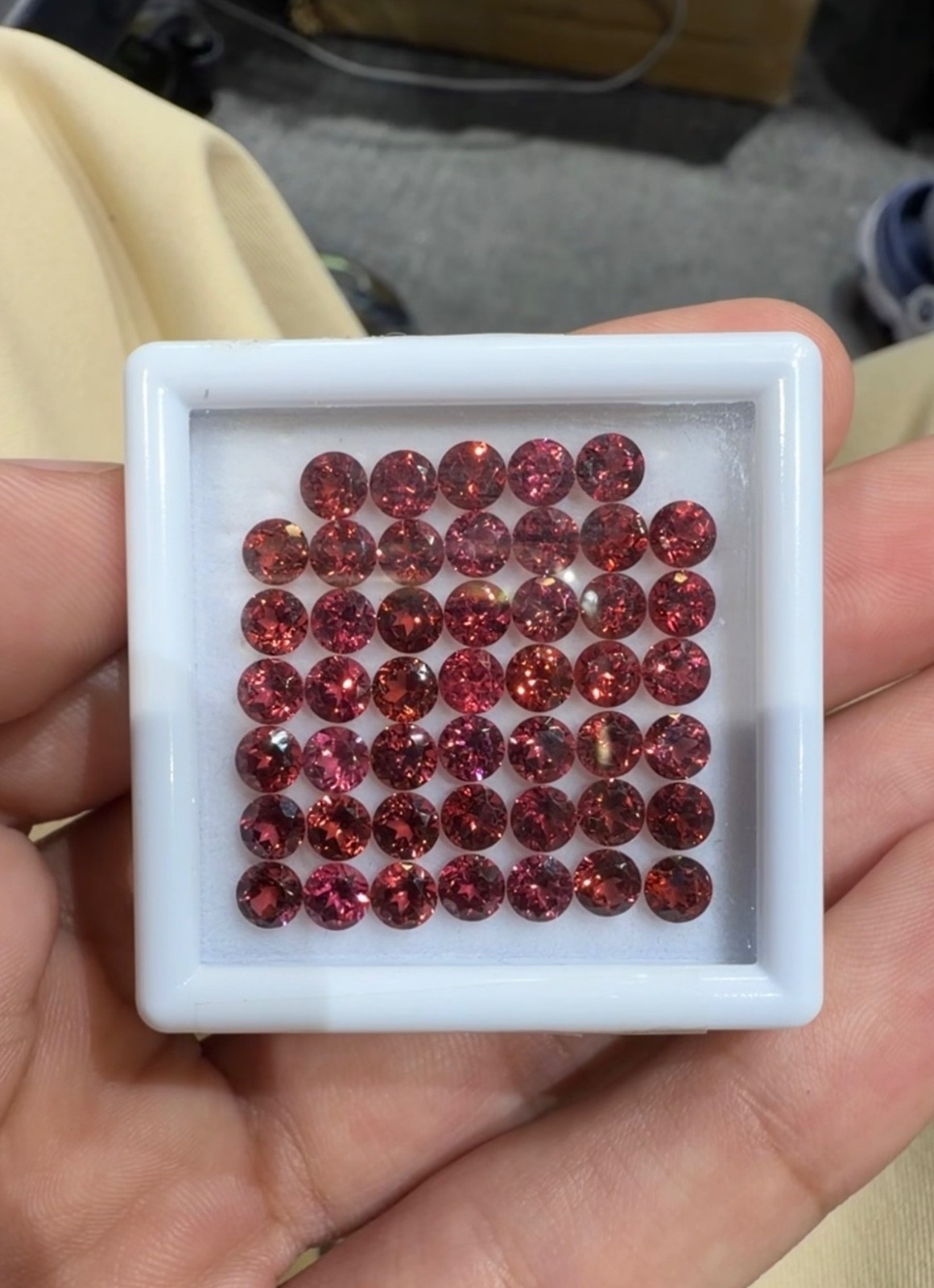 Natural Jewelry Size Red Garnet Gemstones Layout From Madagascar