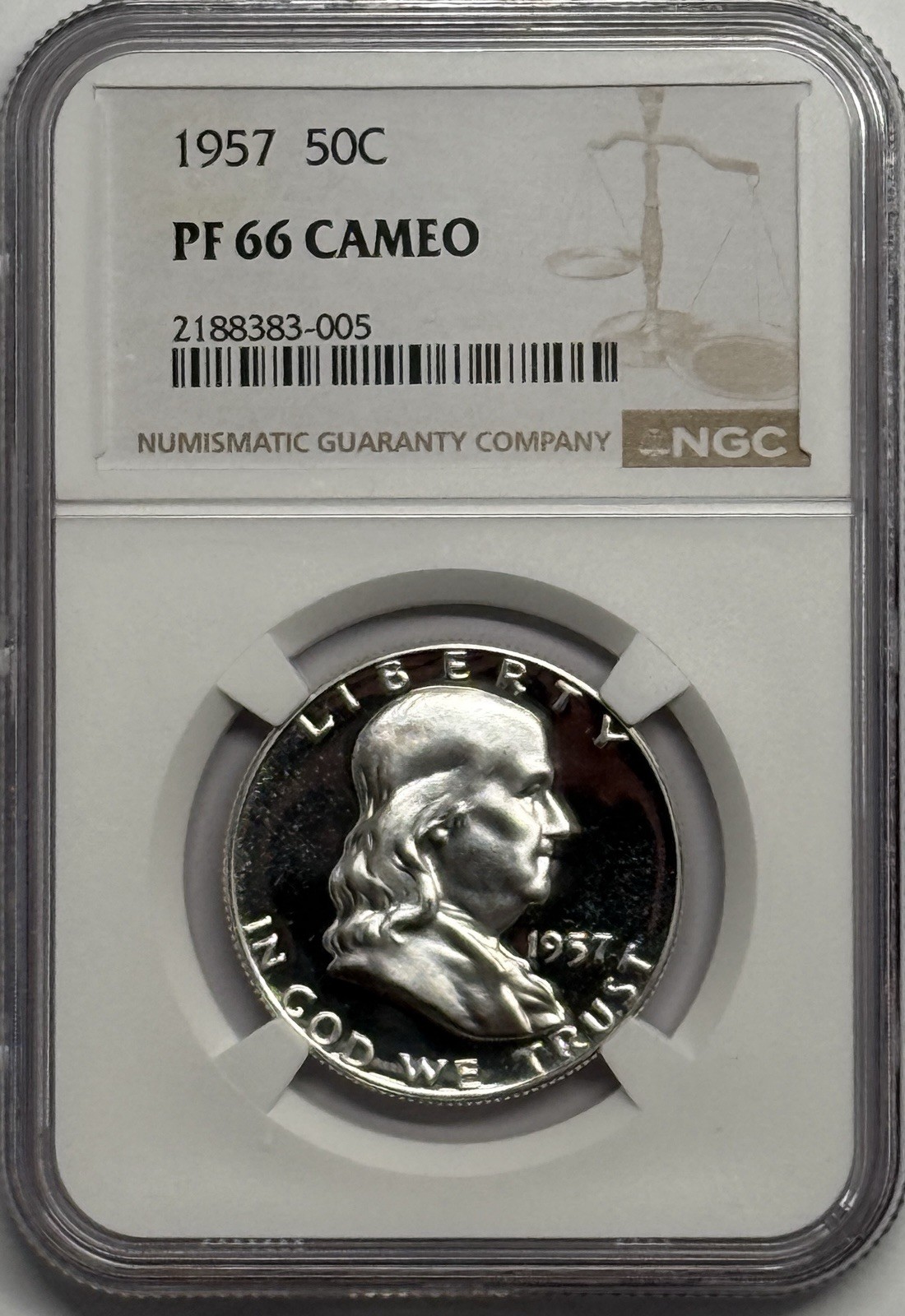1957 50c Proof Cameo Franklin Half Dollar
