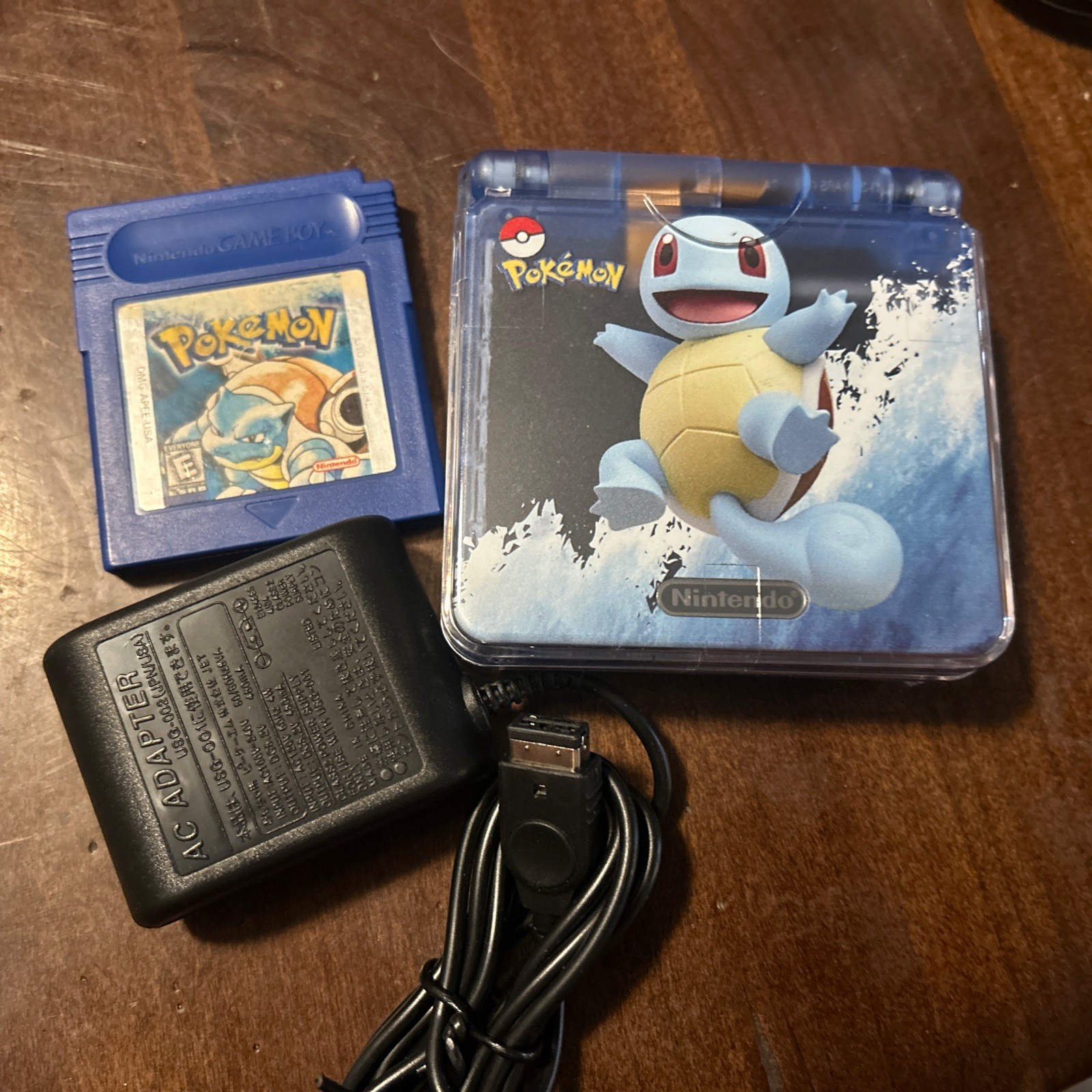 Nintendo Gameboy Advance SP Squirtle Pokemon 10 Levels Of Bright AGS 101 Games