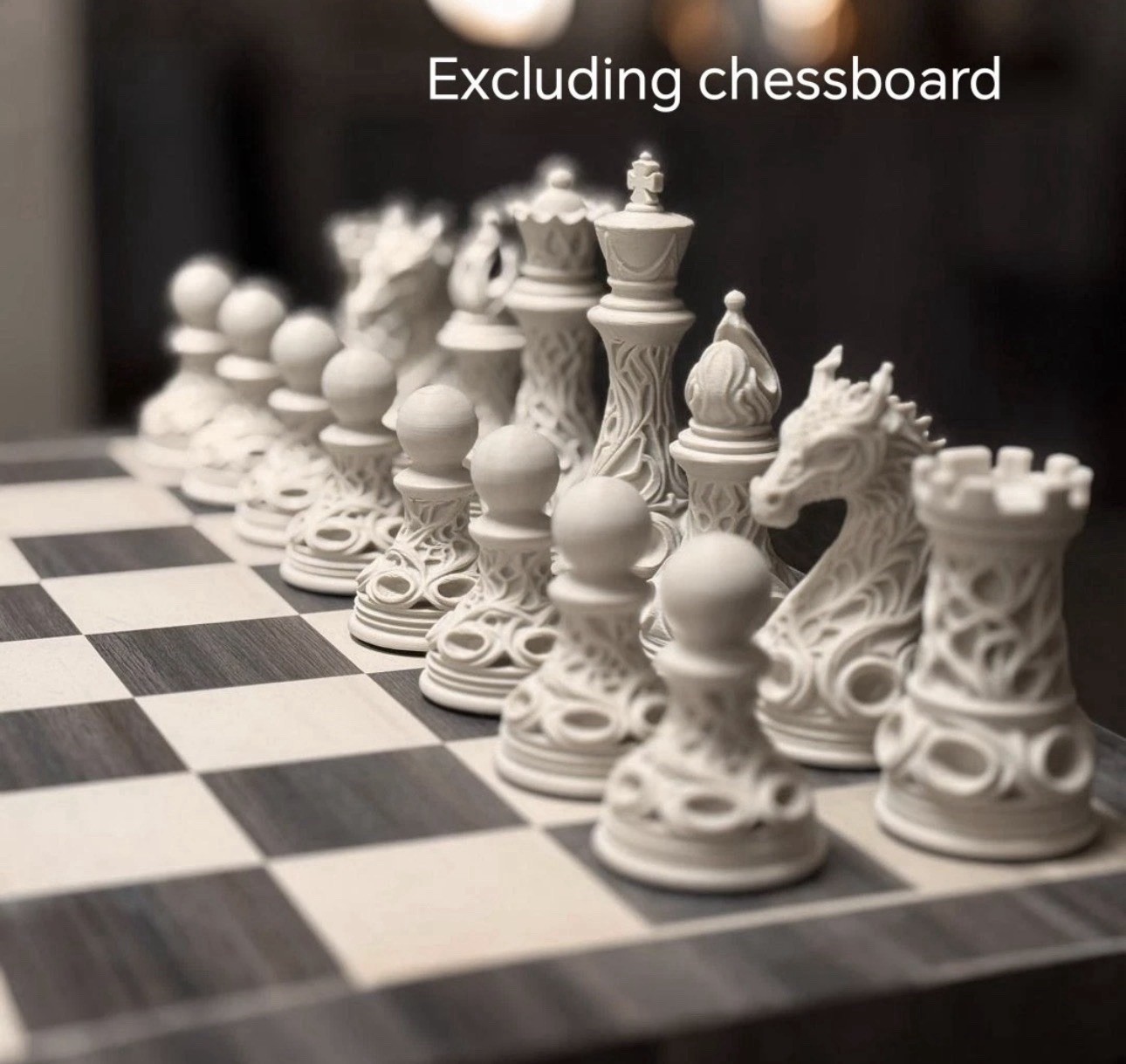 A set of 32 Gothic-style chess pieces featuring skulls Dark Fantasy Chess