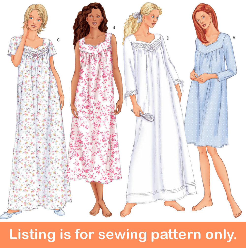 SEWING PATTERN Women Clothes - Nightgown Long Short Sleeveless Classic Plus 6838