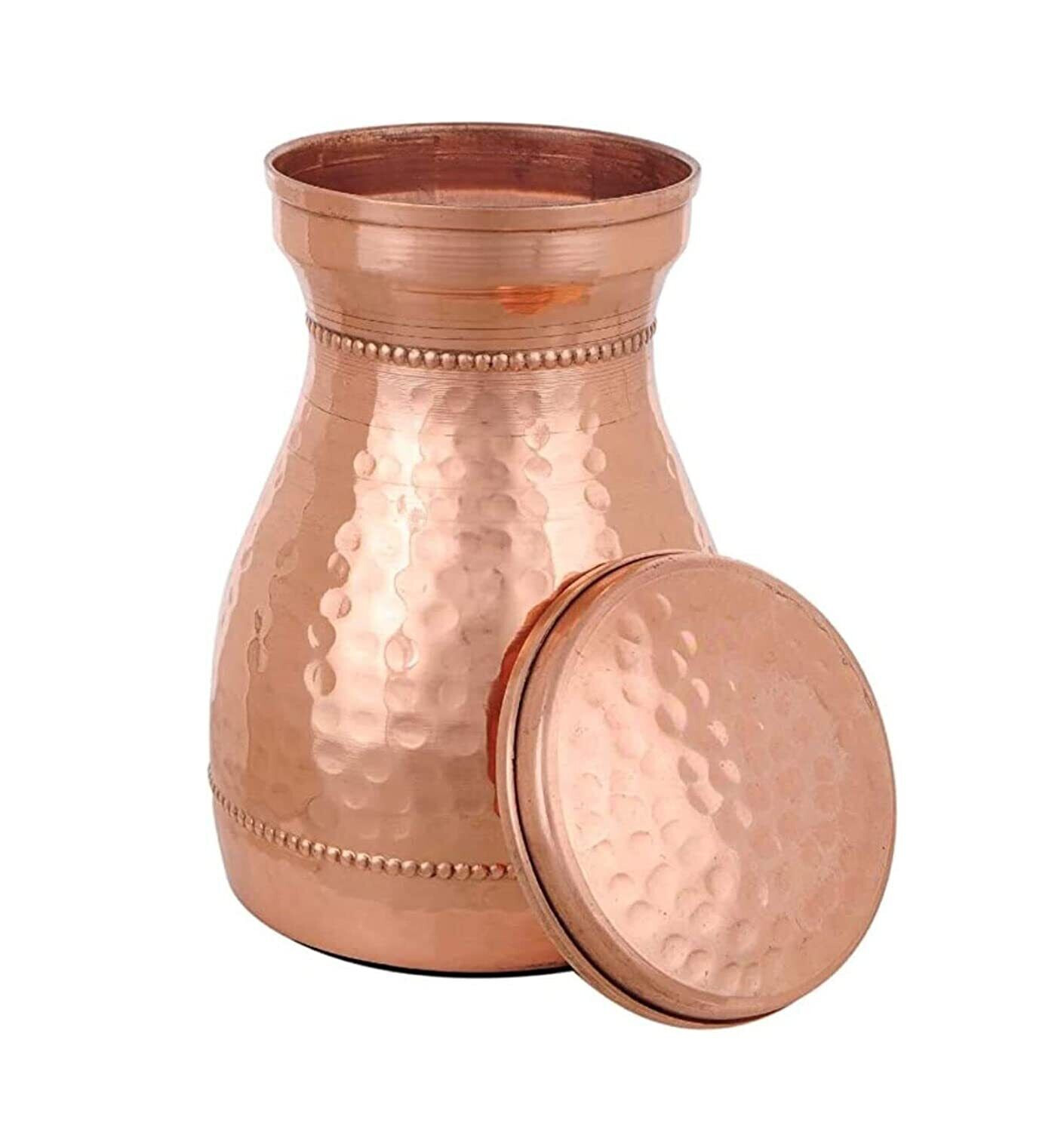 Copper Bedroom Jar Carafe Hammered Water Drinking Bottle Health Benefits 500 ml