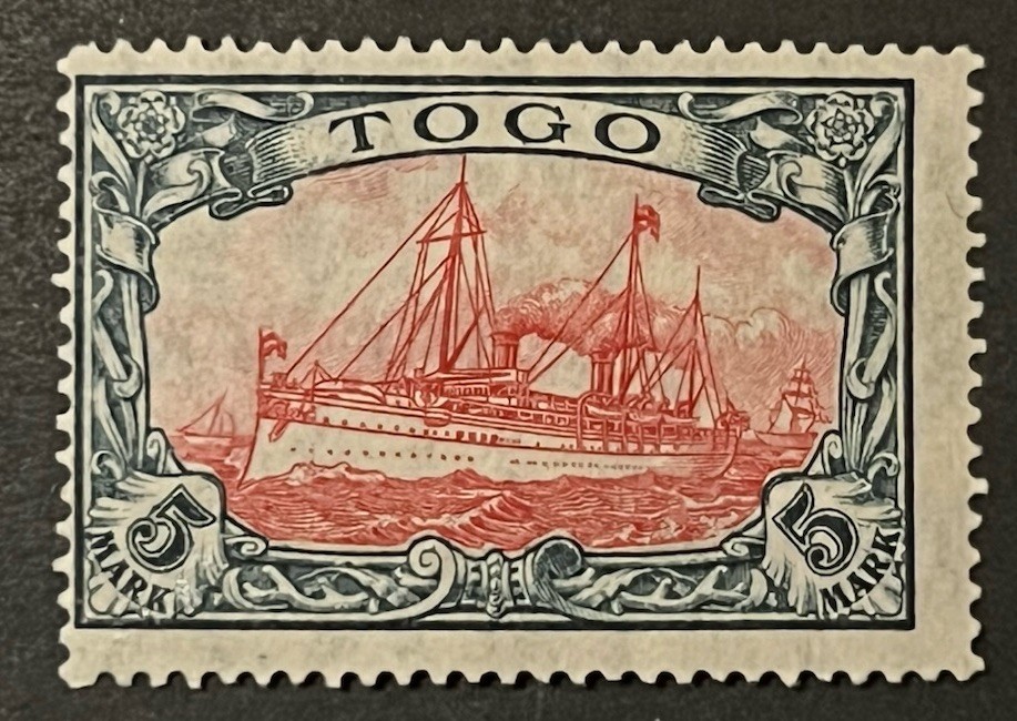 Travelstamps: Germany Togo Stamps 5 Mark Kaiser’s Yacht Mint Original Gum H WMK Travelstamps: Germany Togo Stamps 5 Mark Kaiser’s Yacht Mint Original Gum H WMK