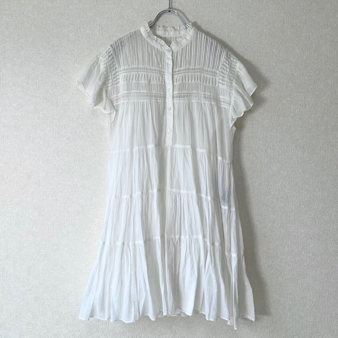 Isabel Marant Etoile Lanikaye Tiered Ruffle Mini Dress White Cotton Size 36