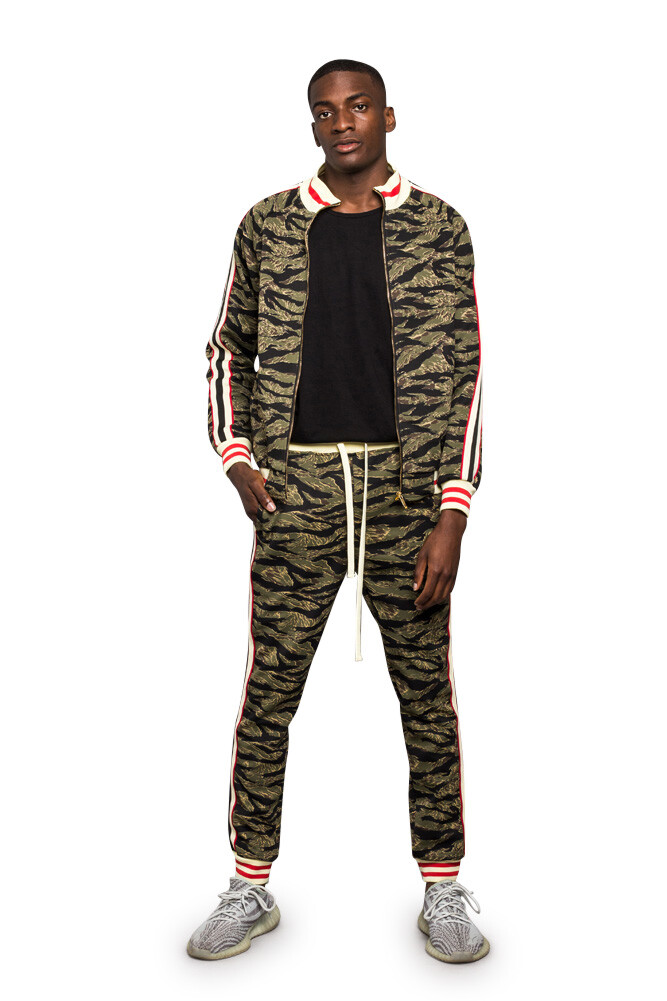 Men's Tiger Camo Track Suit Set with Waistband Track Pants & Jacket S~5XL  ST568
