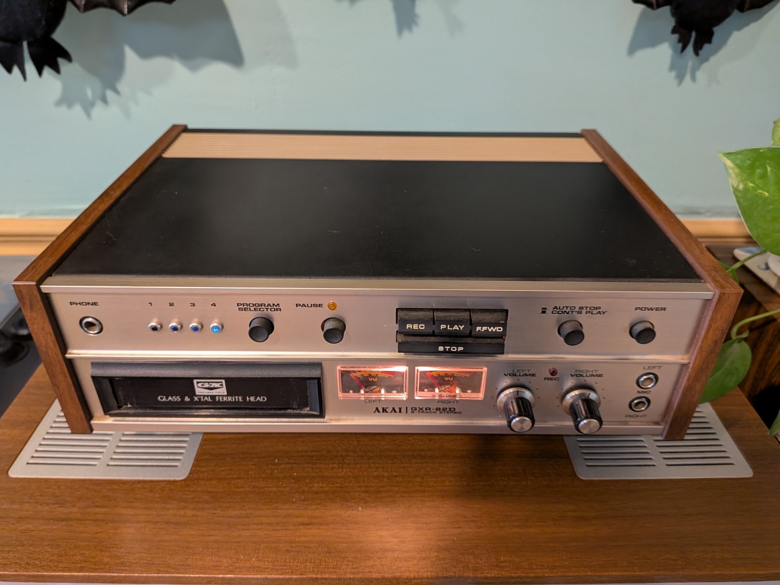 Vintage Akai GXR-82D 8-Track Cartridge Tape Player/Recorder with Wooden Sides