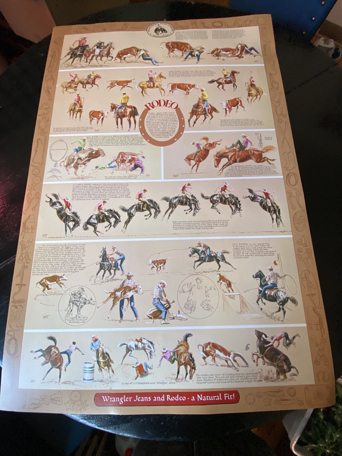 RARE 1981 Sam Savitt Professional Rodeo Cowboys Assoc. Wrangler Jeans Poster RARE 1981 Sam Savitt Professional Rodeo Cowboys Assoc. Wrangler Jeans Poster
