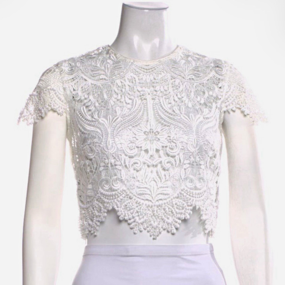 Catherine Deane Bardot Top Lace Crop Top — XS / Size 2