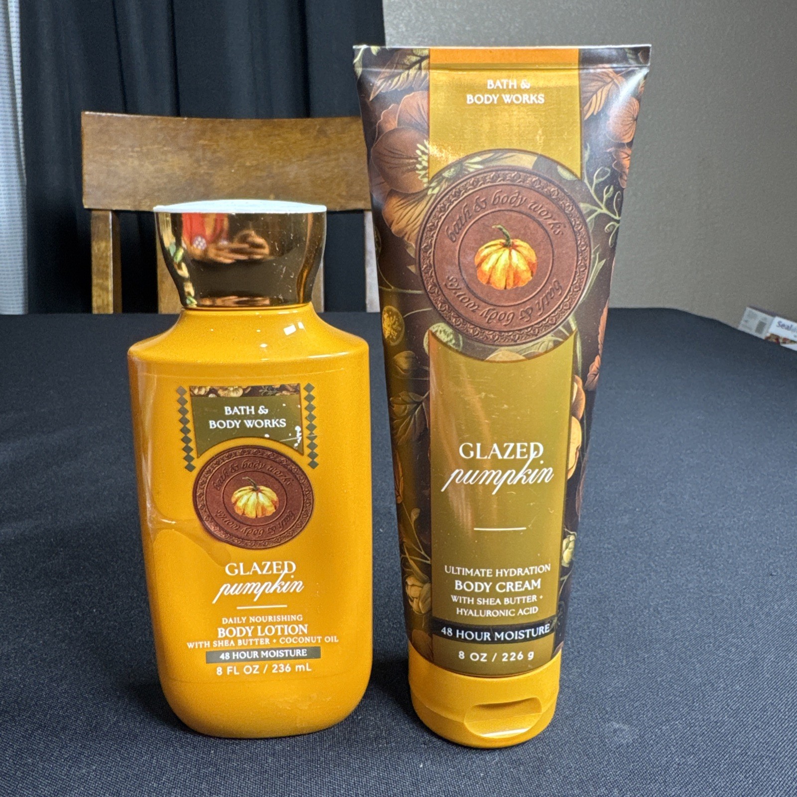 Bath & Body Works Glazed Pumpkin Body Lotion 8oz & Body Cream 8oz Discontinued Bath & Body Works Glazed Pumpkin Body Lotion 8oz & Body Cream 8oz Discontinued