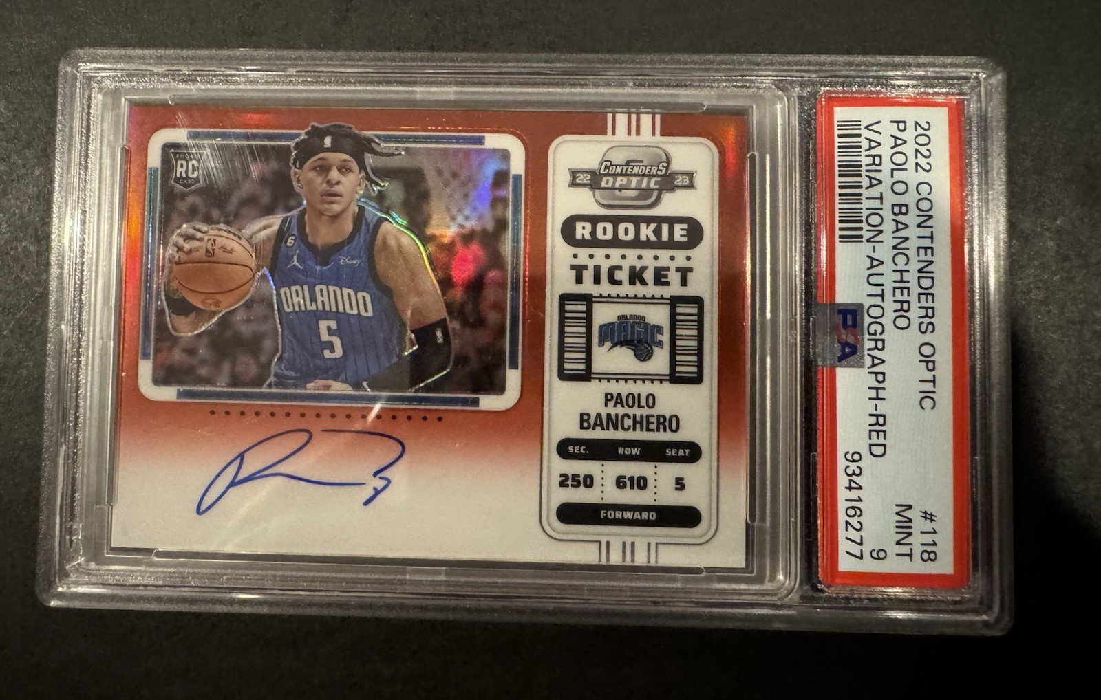 2022-23 Paolo Banchero Contenders Optic Rookie Ticket Variation Red Auto /99 RC 2022-23 Paolo Banchero Contenders Optic Rookie Ticket Variation Red Auto /99 RC