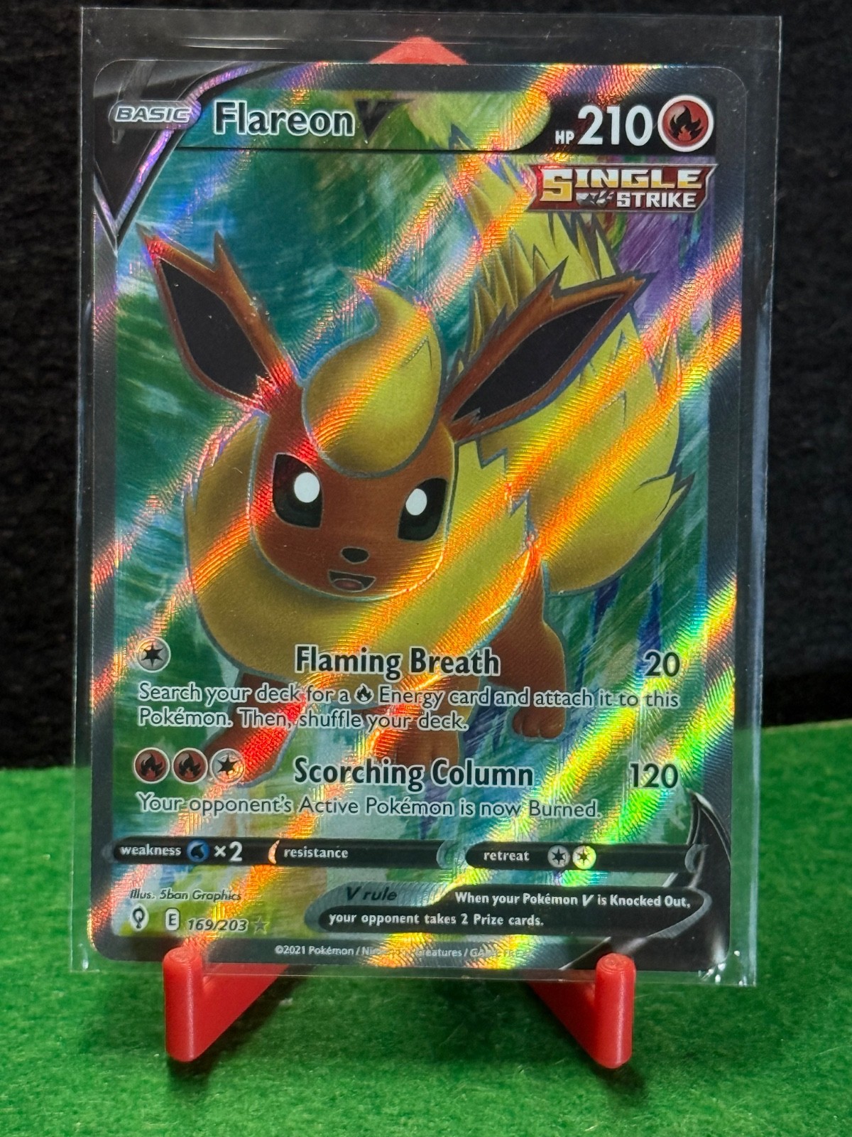 2021 Pokemon Evolving Skies Flareon V 169/203 Full Art Ultra Rare Holo NM